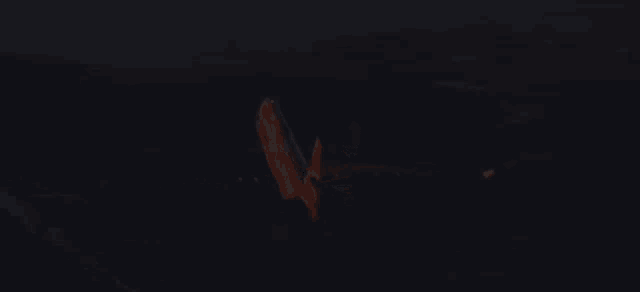 a blurred image of a plane flying in the night sky