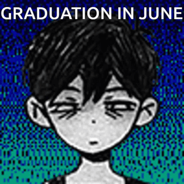 a black and white drawing of a boy with the words graduation in june written above it