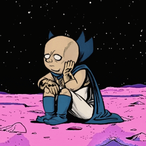 a cartoon of a superhero sitting on a pink planet