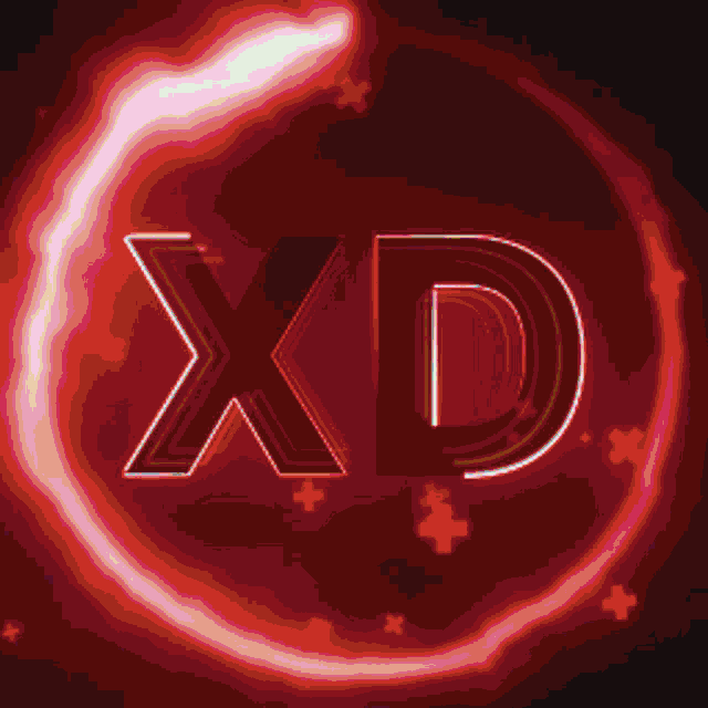 the word xd is surrounded by a glowing circle