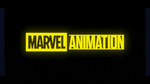 a logo for marvel animation shows a cartoon character