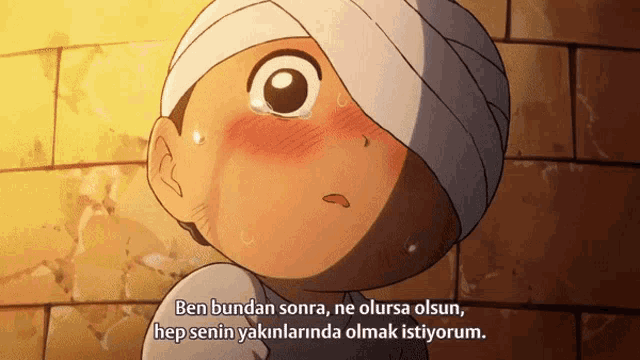 a boy with a bandage on his head says ben bundan sonra ne olursa olsun hep senin yakinlarda olmak istiyorum