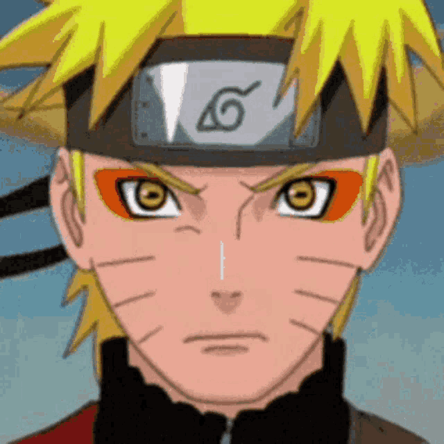 a close up of a cartoon character 's face with a headband with the letter g on it