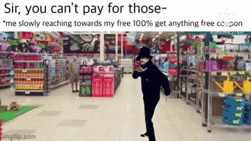 a picture of a man in a store with the caption sir you can n't pay for those