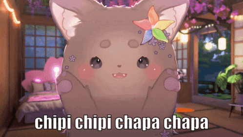 a picture of a cat with the words chipi chipi chapa chapa written on it