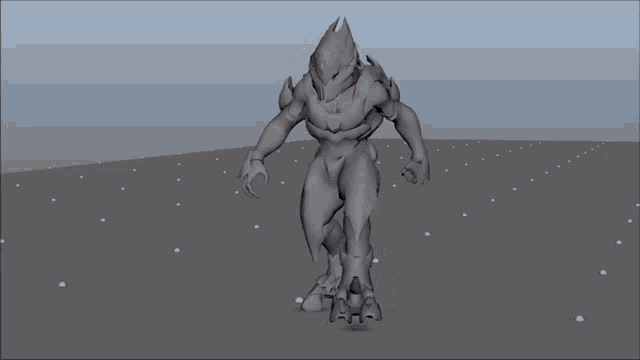 a 3d model of a robot standing on a grey surface