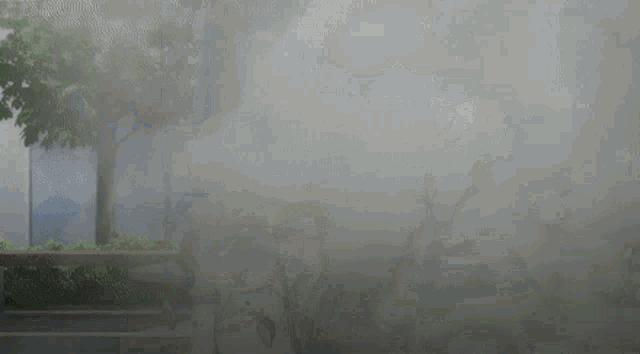 a man is running in front of a wall with an air conditioner hanging from it