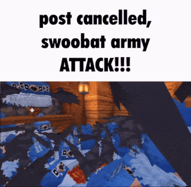 a screenshot of a video game that says " post cancelled swoobat army attack "