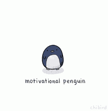 a penguin with the words work hard keep fighting and motivational penguin below it