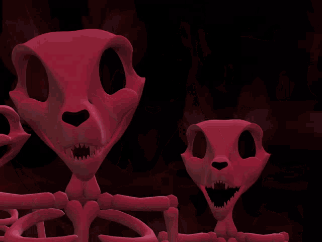 a bunch of skeletons with their mouths open