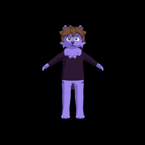 a cartoon character with a purple tail and a hoodie