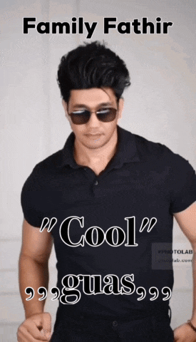 a man wearing sunglasses and a black shirt says family fathir