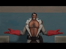a shirtless man wearing red gloves and a white coat is standing in front of a blue wall .