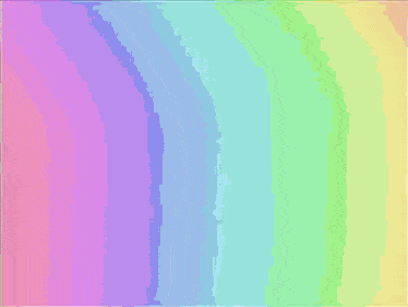 a rainbow colored background with a cartoon character 's tongue sticking out