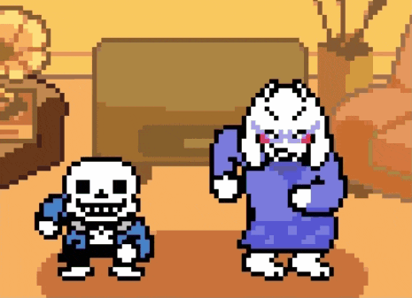 a pixel art of a skeleton and a sheep standing next to each other