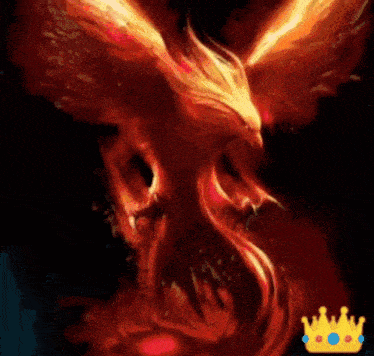 a red background with a yellow crown and a dragon
