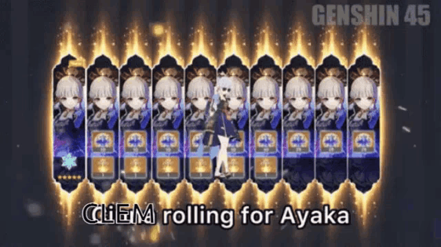 genshin 45 chem rolling for ayaka is displayed