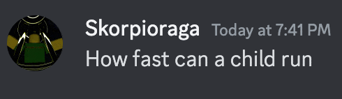 a screenshot of a message that says skorpioraga today at 7:41 pm