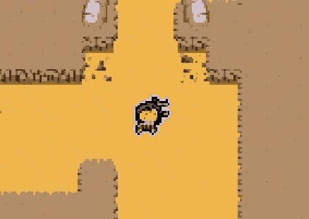 a pixel art drawing of a person standing in the middle of a desert