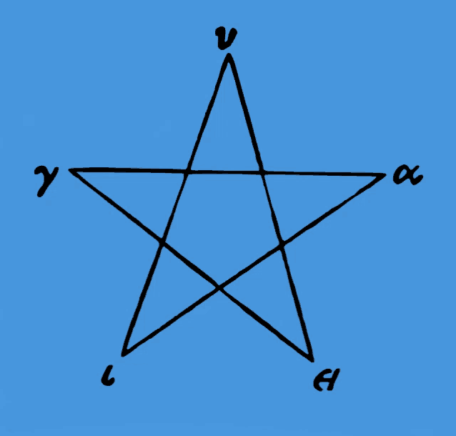 a drawing of a star with the letters y l and a written on it