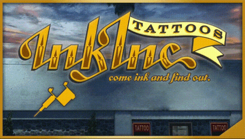 an advertisement for inkline tattoos shows a picture of the building
