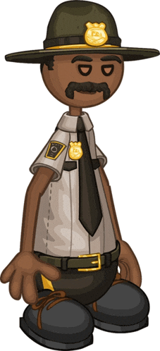 a cartoon of a sheriff with a mustache wearing a hat
