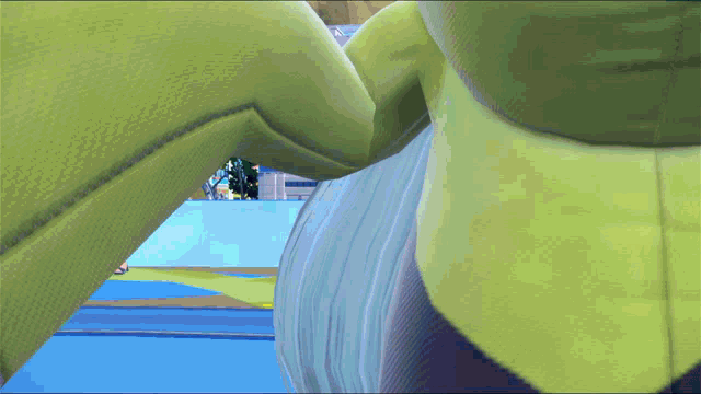 a close up of a cartoon character 's torso with a blue background