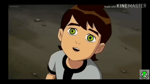 ben tennyson from ben 10 is looking up in a video made with kinemaster