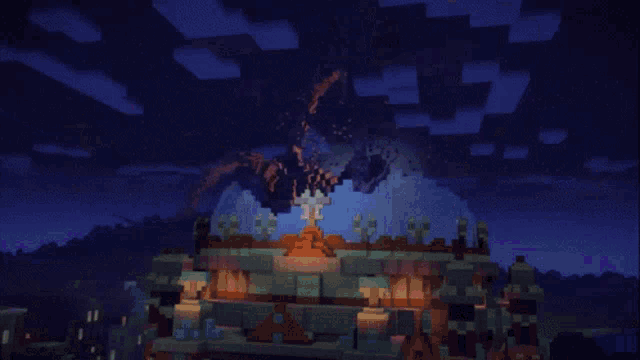 a dragon is flying through the air in a minecraft game