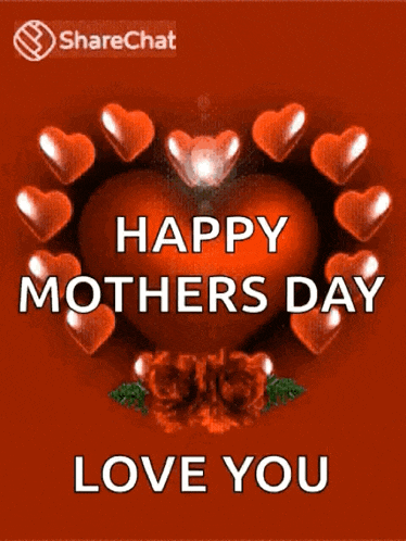 a happy mother 's day greeting card with hearts and flowers