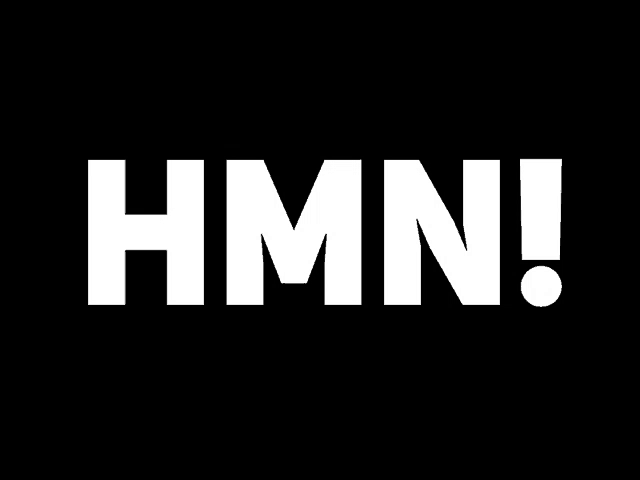 a black background with the word hmn in white