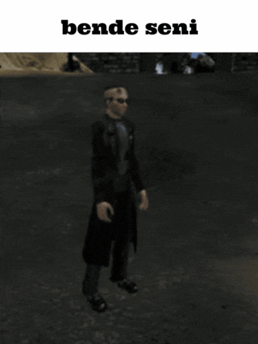 a video game character is standing in a field with the words bende seni written above him