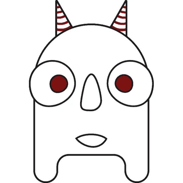 a drawing of a devil with horns and red eyes