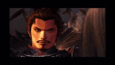 a man in armor is holding a sword in a dark room