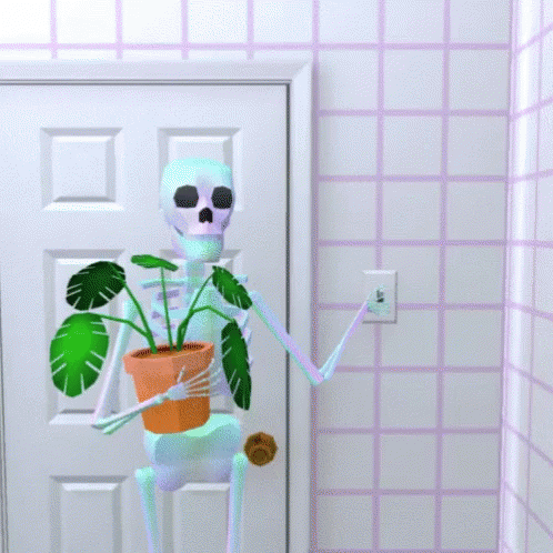 Death Skelly GIF - Death Skelly Holding Plant GIFs