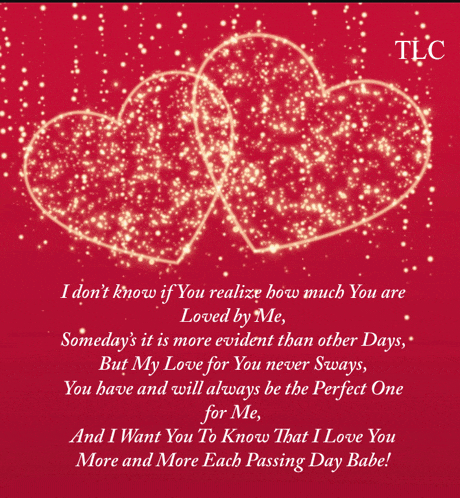 a valentine 's day card with two hearts and a poem