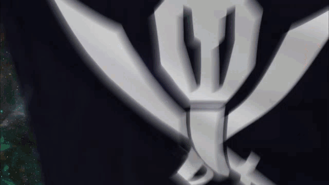 a close up of a pirate symbol with two swords