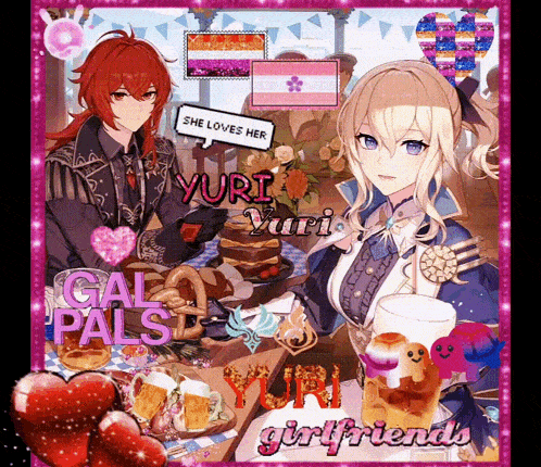 a picture of a girl and a boy with yuri yuri girlfriends written on the bottom