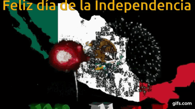 feliz dia de la independencia is written above a map