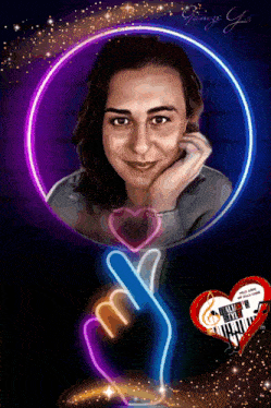 a painting of a woman with a heart in the background and the name gamze on the bottom