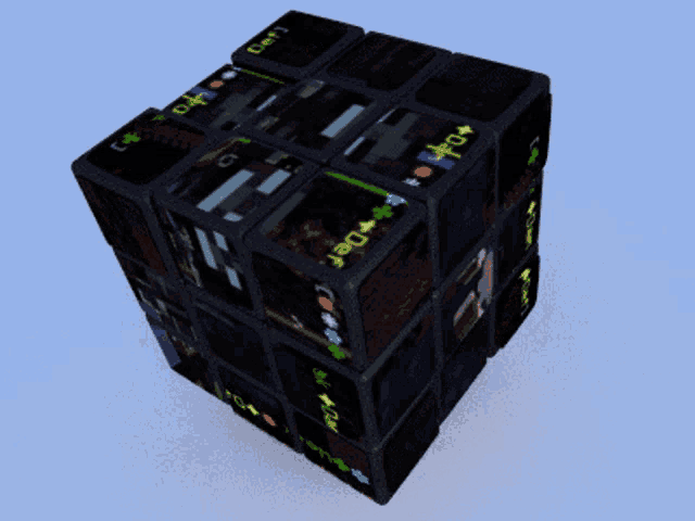 a rubik 's cube with a few pieces that say def on them