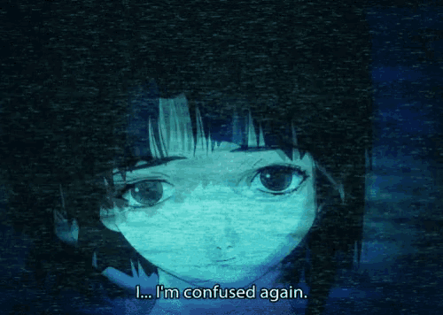 a picture of a girl with the words " i 'm confused again " below her
