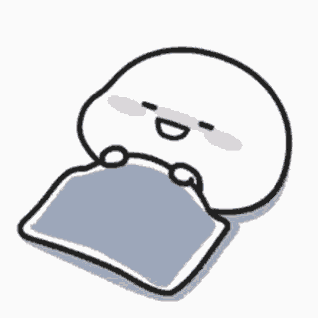 a cartoon character is laying on a bed with a blanket on it .