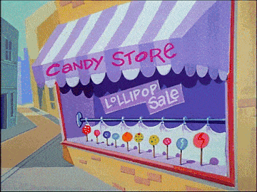 a candy store with lollipops on display