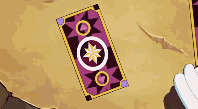 a cartoon character is holding a tarot card with a star on it