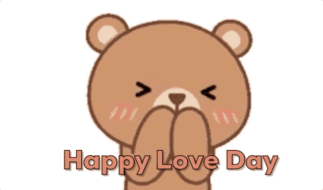 a teddy bear with hearts around it and the words happy love day on the bottom
