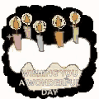 a birthday card with candles and the words `` wishing you a wonderful day ''