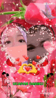 a couple making a heart with their hands and the words ucapan dariku