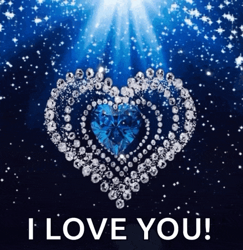 a heart made of diamonds with the words " i love you " underneath it