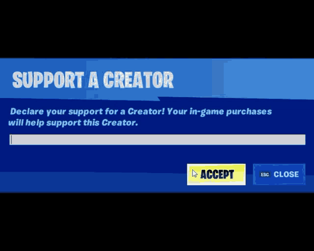 a screen asking you to support a creator